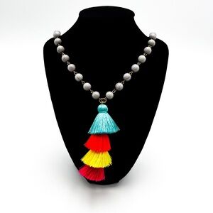 Baublebar Beaded Necklace with Four Tier Colorful Tassel New With Tags